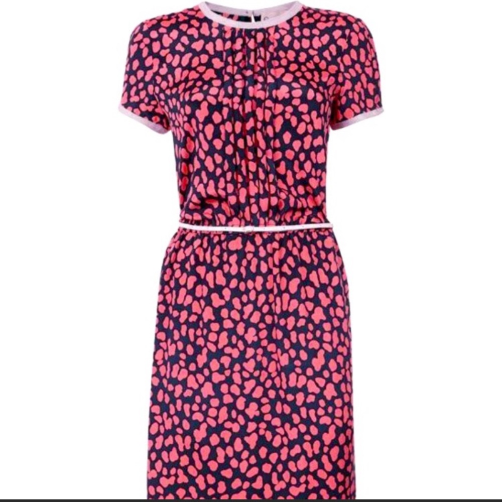 Sea New York Pink Animal Print Leopard Pintucked Dress Size Small